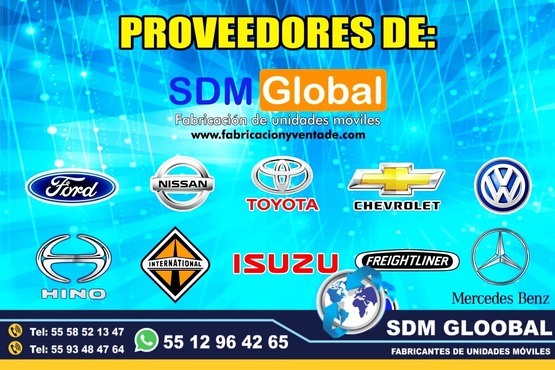 Equipamiento Conversion de Patrullas nuevas equipadas, Fabricacion y venta de unidades moviles para seguridad publica, privada, rescate, salvamento. SDM Global Mexico somos una empresa líder en la Conversion de Patrullas asi como de unidades moviles de rescate, salvamento, proximidad, primer respodiente, equipo tactito, anti motin, fuerzas especiales, semi remolques con personal altamente capasitado para su fabricacion, Roll bar, Tumbaburros, Burrera, Banca central, Defensa trasera, Lona, Rotulacion, Pintura, Torreta de leds, sirena, bocina, codigos, estrobos, luces, etc. somos fabricantes.El término auto o moto Patrulla es utilizado para Patrullar un área concreta asignada. Su función primaria es servir de apoyo a los oficiales de Policía en sus tareas diarias como rondines y traslado de delincuentes. somos fabricantes de unidades moviles especiales.Somos una Empresa Mexicana líder en el Mercado con años de experiencia, especialistas en la Conversionde Patrullas Equipadas Cajas y Remolques Unidades Moviles Especiales de Seguridad, Rescate, Salvamento, Salud, Comunicacion, Higine, etc.,Somos fabribricantes directos, distribuidores en todo Mexico, comunicate y te atenderemos personalmente. Equipamiento Conversion de Patrullas nuevas equipadas, Fabricacion y venta de unidades moviles para seguridad publica, privada, rescate, salvamento. SDM Global Mexico somos una empresa líder en la Conversion de Patrullas asi como de unidades moviles de rescate, salvamento, proximidad, primer respodiente, equipo tactito, anti motin, fuerzas especiales, semi remolques con personal altamente capasitado para su fabricacion, Roll bar, Tumbaburros, Burrera, Banca central, Defensa trasera, Lona, Rotulacion, Pintura, Torreta de leds, sirena, bocina, codigos, estrobos, luces, etc. somos fabricantes.El término auto o moto Patrulla es utilizado para Patrullar un área concreta asignada. Su función primaria es servir de apoyo a los oficiales de Policía en sus tareas diarias como rondines y traslado de delincuentes. somos fabricantes de unidades moviles especiales.Somos una Empresa Mexicana líder en el Mercado con años de experiencia, especialistas en la Conversionde Patrullas Equipadas Cajas y Remolques Unidades Moviles Especiales de Seguridad, Rescate, Salvamento, Salud, Comunicacion, Higine, etc.,Somos fabribricantes directos, distribuidores en todo Mexico, comunicate y te atenderemos personalmente.