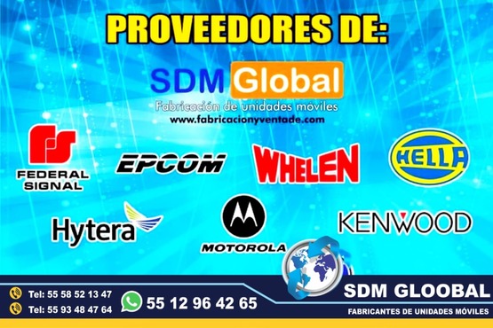 Equipamiento Conversion de Patrullas nuevas equipadas, Fabricacion y venta de unidades moviles para seguridad publica, privada, rescate, salvamento. SDM Global Mexico somos una empresa líder en la Conversion de Patrullas asi como de unidades moviles de rescate, salvamento, proximidad, primer respodiente, equipo tactito, anti motin, fuerzas especiales, semi remolques con personal altamente capasitado para su fabricacion, Roll bar, Tumbaburros, Burrera, Banca central, Defensa trasera, Lona, Rotulacion, Pintura, Torreta de leds, sirena, bocina, codigos, estrobos, luces, etc. somos fabricantes.El término auto o moto Patrulla es utilizado para Patrullar un área concreta asignada. Su función primaria es servir de apoyo a los oficiales de Policía en sus tareas diarias como rondines y traslado de delincuentes. somos fabricantes de unidades moviles especiales.Somos una Empresa Mexicana líder en el Mercado con años de experiencia, especialistas en la Conversionde Patrullas Equipadas Cajas y Remolques Unidades Moviles Especiales de Seguridad, Rescate, Salvamento, Salud, Comunicacion, Higine, etc.,Somos fabribricantes directos, distribuidores en todo Mexico, comunicate y te atenderemos personalmente. Equipamiento Conversion de Patrullas nuevas equipadas, Fabricacion y venta de unidades moviles para seguridad publica, privada, rescate, salvamento. SDM Global Mexico somos una empresa líder en la Conversion de Patrullas asi como de unidades moviles de rescate, salvamento, proximidad, primer respodiente, equipo tactito, anti motin, fuerzas especiales, semi remolques con personal altamente capasitado para su fabricacion, Roll bar, Tumbaburros, Burrera, Banca central, Defensa trasera, Lona, Rotulacion, Pintura, Torreta de leds, sirena, bocina, codigos, estrobos, luces, etc. somos fabricantes.El término auto o moto Patrulla es utilizado para Patrullar un área concreta asignada. Su función primaria es servir de apoyo a los oficiales de Policía en sus tareas diarias como rondines y traslado de delincuentes. somos fabricantes de unidades moviles especiales.Somos una Empresa Mexicana líder en el Mercado con años de experiencia, especialistas en la Conversionde Patrullas Equipadas Cajas y Remolques Unidades Moviles Especiales de Seguridad, Rescate, Salvamento, Salud, Comunicacion, Higine, etc.,Somos fabribricantes directos, distribuidores en todo Mexico, comunicate y te atenderemos personalmente.