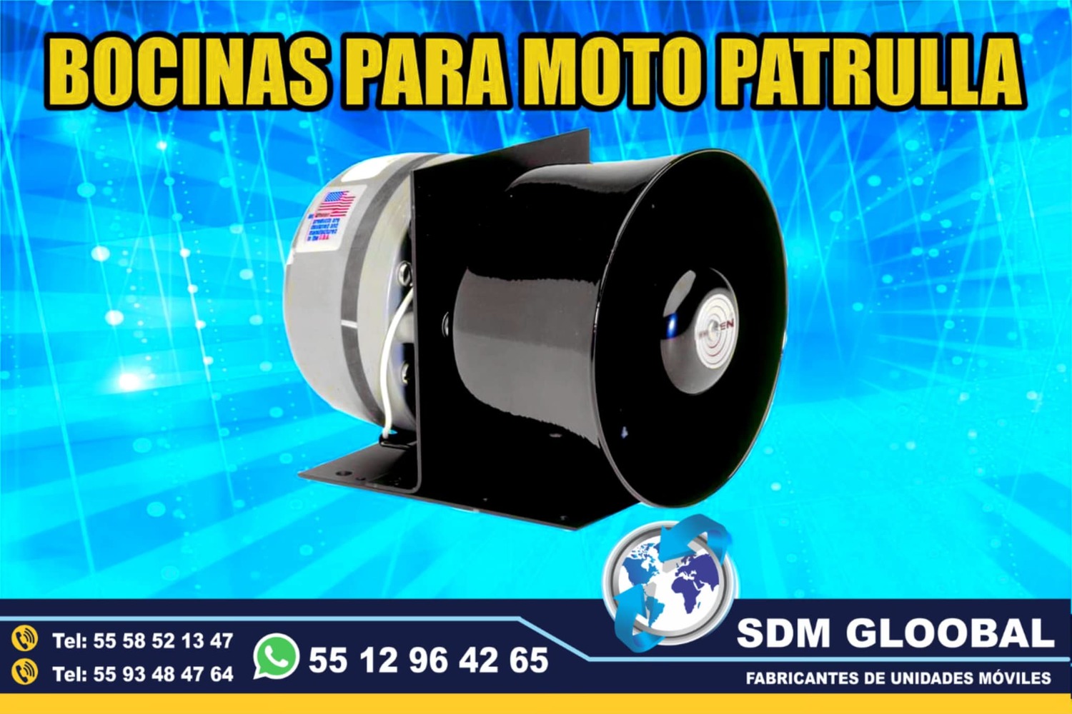 Venta de Sirena para patrullas pick up, sedan y motopatrullas en Mexico