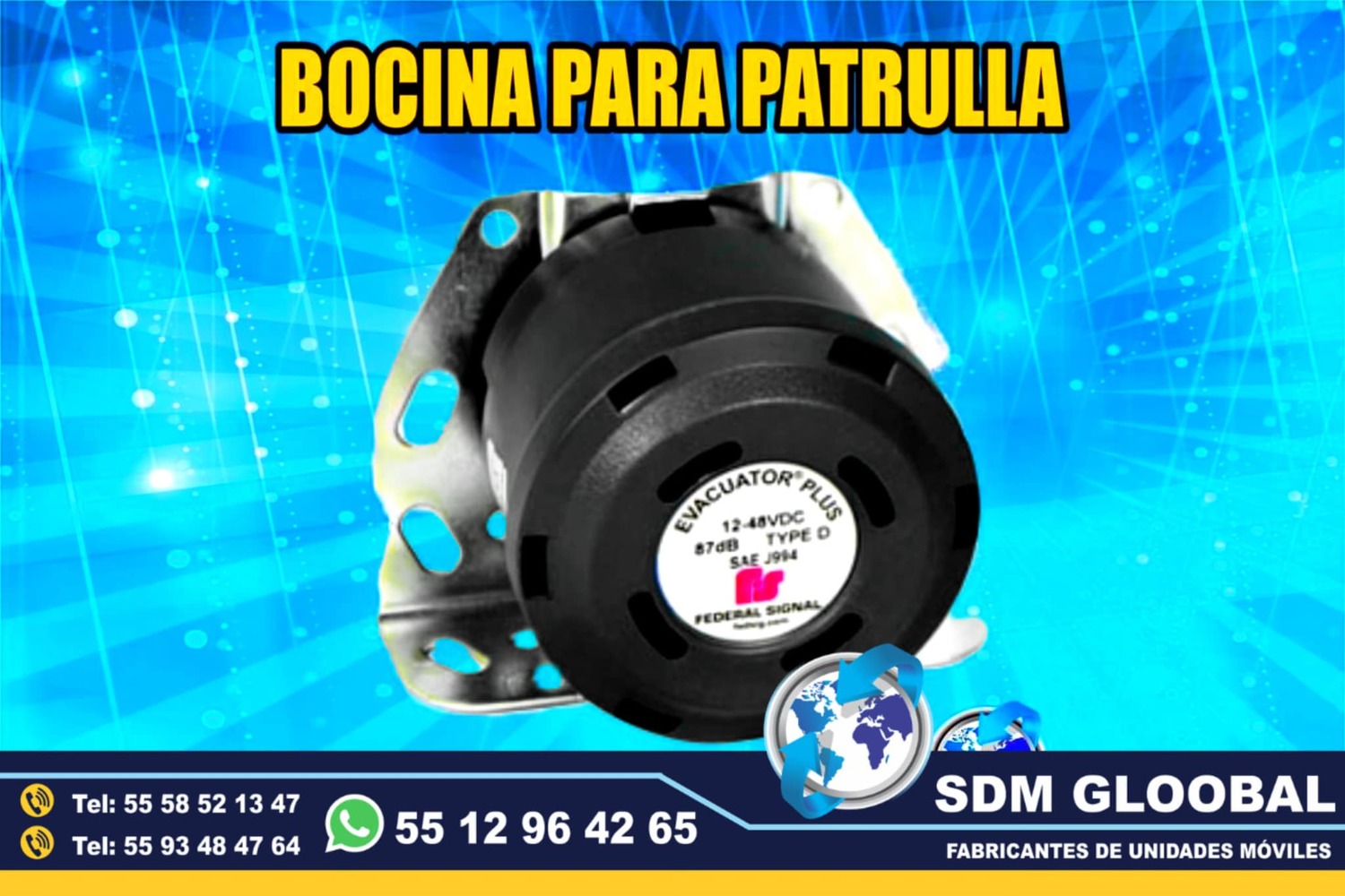 Venta de Sirena para patrullas pick up, sedan y motopatrullas en Mexico