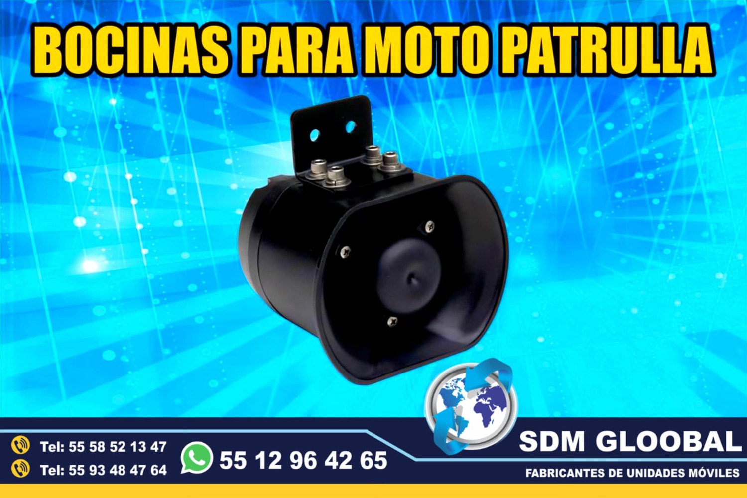 Venta de Sirena para patrullas pick up, sedan y motopatrullas en Mexico