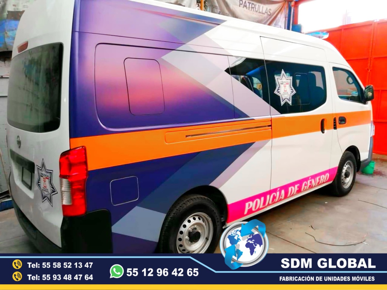 Conversion de unidad movil de policia de genero rosa atencion a la mujer en Mexico